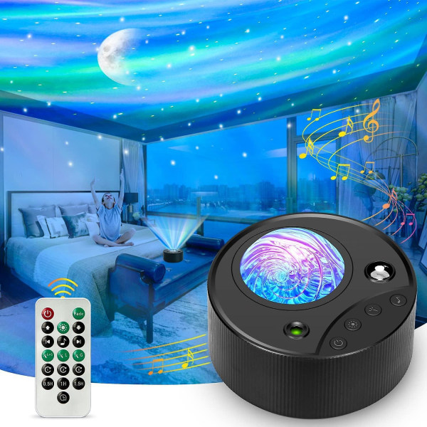 LED Star -projektori yövalo - 3-in-1 Aurora Galaxy -projektori valkoisella kohinalla, uniajastimella ja kaukosäätimellä - täydellinen lahja lapsille ja aikuisille