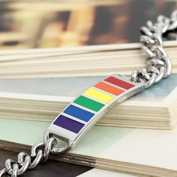 Pride-kædearmbånd, manchetarmbånd i rustfrit stål, unisex regnbuearmbånd til mænd og kvinder
