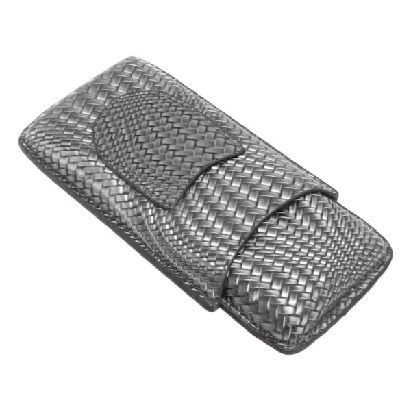3-fingrar cigarrfodral vävt mönster bärbar rese läder cigarr humidor fodral röktillbehör silver
