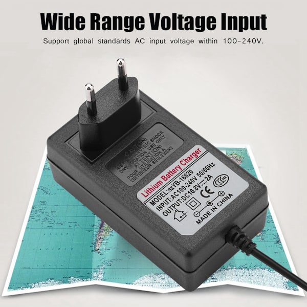 AC100-240V DC 16.8V 2A Ersättningsströmadapter Litiumjonbatteriladdare Säker laddning EU