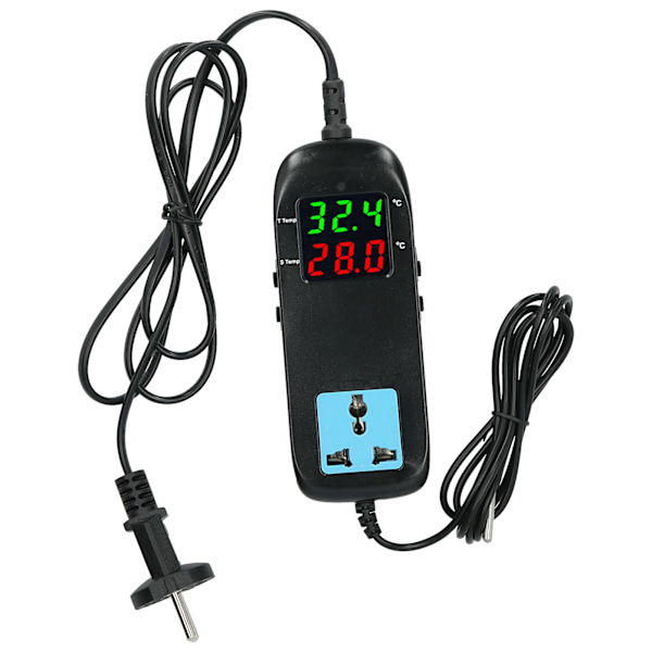 Elektronisk termostat temperaturregulator dobbelt LED-display med strømkabel til plantevæksthuse EU AC90V‑250V