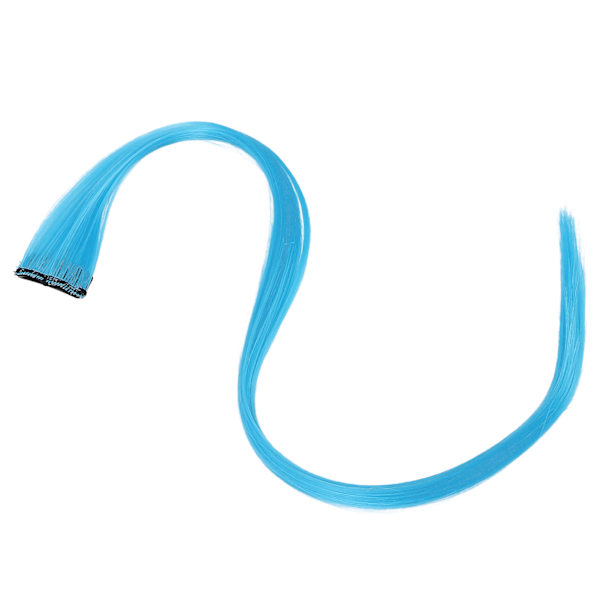 Colored Clipin Hair Extensions Highlight Synthetic Party One Piece Hair Extensions (blå)