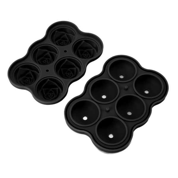 Rose Ice Cube Tray Silicone 6 Cubes No BPA Ice Making Accessory with Lid for Cocktail Whisky Black