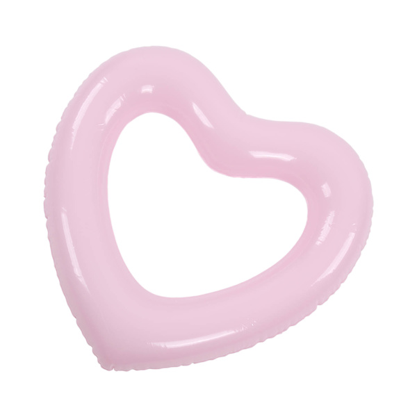 Hjerteformet svømmebøye 45 cm tykk rivebestandig PVC-material oppblåsbar bassengflytering for bassengfest strender rosa