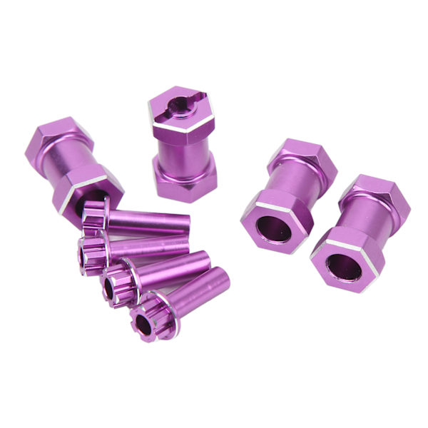 4 kpl 12 mm:n RC-pyörän kuusiokolokeskiö 20 mm:n offset-jatkeella Crawler-pyörän kuusiokolokeskiösovitin 1/10 RC-kolarin korjaamiseen ja päivittämiseen, violetti