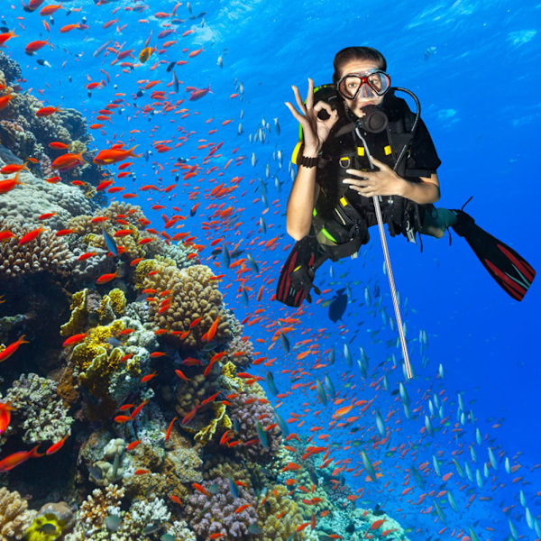 Scuba Diving Aluminiumlegering Kilepinne med Måling og Snøre (Sølv)