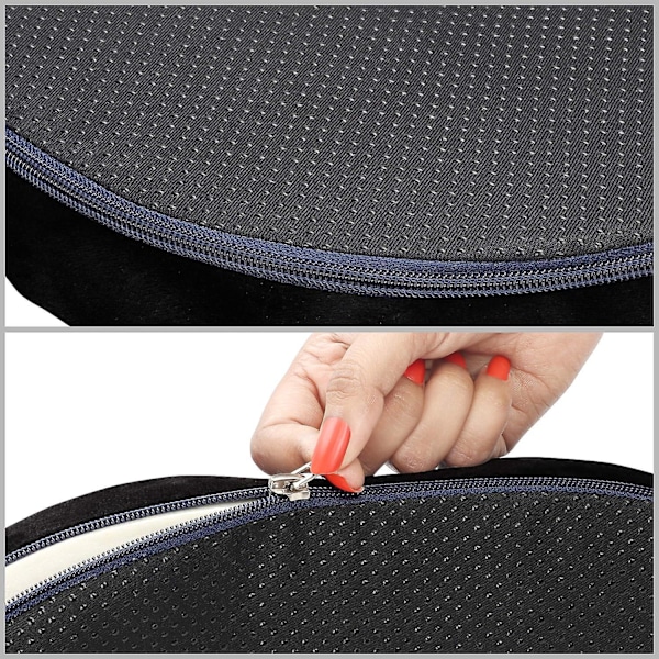 Sittdyna i Memory Foam - 41 x 33 x 6 cm i Svart Sammet - Ortopedisk Svanskudde för att Lindra Hemorrojder, Prostatasmärta - för Hemma, Bil, Kontor