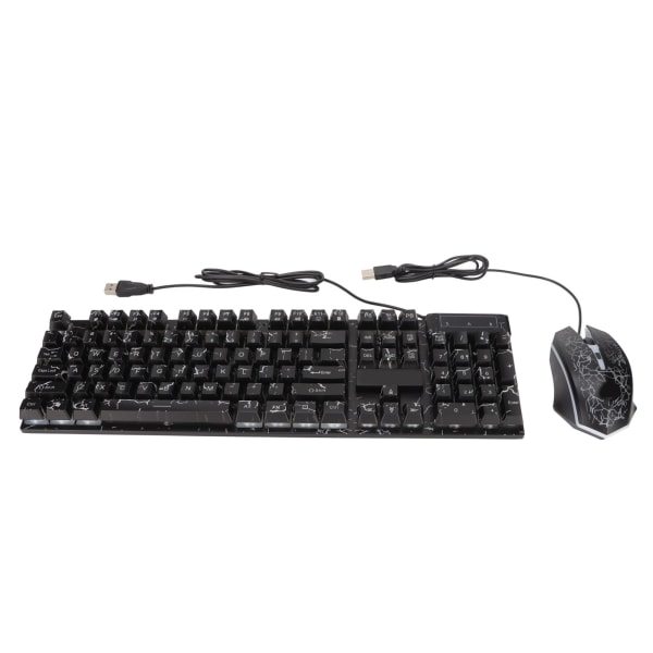 USB-tastatur Mus-kombinasjon God motstandskraft Crack Fargerikt bakgrunnsbelysning 104 taster Tydelige tegn Gaming Keyboard Mus Combo