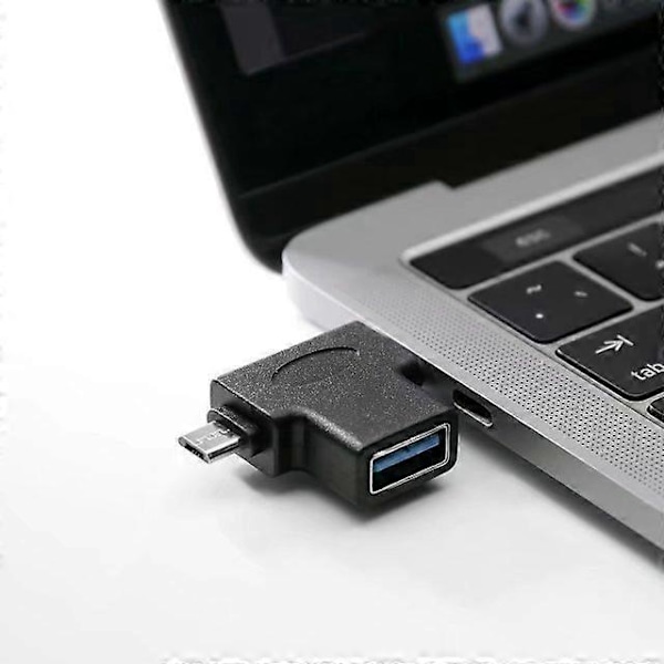 2-pakning OTG-konverter 2 i 1 USB 3.0 til Micro USB og USB C Hann til USB 3.0 Hunn til Micro USB Hann