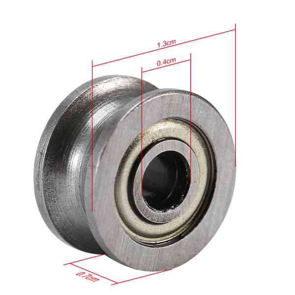 10st U624ZZ U-spår kullager styrrulle för linjär rörelsesystem på räls 4*13*7mm