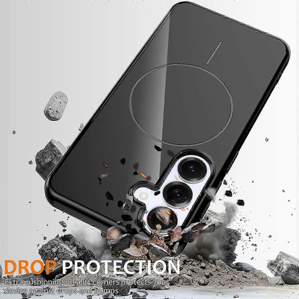 Magnetic Phone Case with MagSafe Compatibility, TPU Cover for Galaxy S25 FE, Includes Lanyard Black