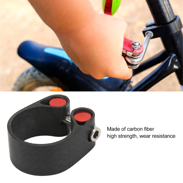 Sadelstolpsklämma för cykel i kolfiber - Lätt och hållbar Mountainbike-rörklämma - Svart CNC-skärande sadelstolpskrage för landsvägscyklar - 30,8/31,6 mm