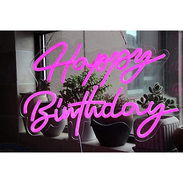 1 stk. LED Neon Happy Birthday-skilt for festdekorasjon Happy Birthday kunstdekorasjon Neonlampe for bursdagsfest, rosa