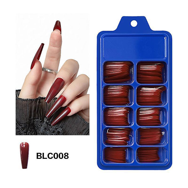 300 stycken långa kistformade konstnaglar med case - Cover nail art i 10 storlekar, röd - perfekt för nagelsalonger och gör - det-själv nail art