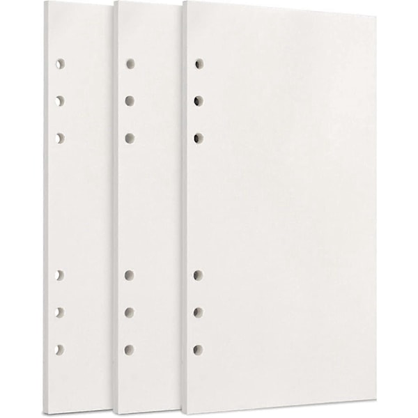 A6 Refillpapper, 3 Förpackningar 100GSM Tjockt Påfyllningsbart Papper 6 Håls Insatser Löst Papper 135 Ark (270 Sidor) för 6 Rings Pärm Journal Anteckningsbok