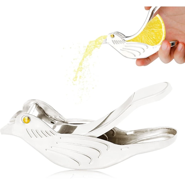 Mini Citronpresser i Rustfrit Stål, Bærbar Citrusfrugt Juicer, Fugleformet Limepresser, Manuel Citron Te Maker (Sølv)
