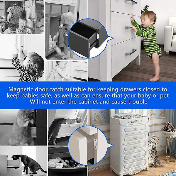 Magneettiset salvat, onehous 20 kg magneettinen ovilukko ja 12 ruuvia, 304 ruostumaton teräs, magneettiset salvat huonekaluille/kaapeille