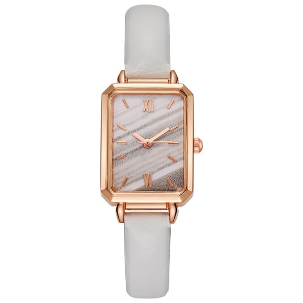 Klokke Liten Elegant Vintage Enkel Stil Rektangel Rustfritt Stål Fasjonabelt Armbåndsur For Kvinner Hvit