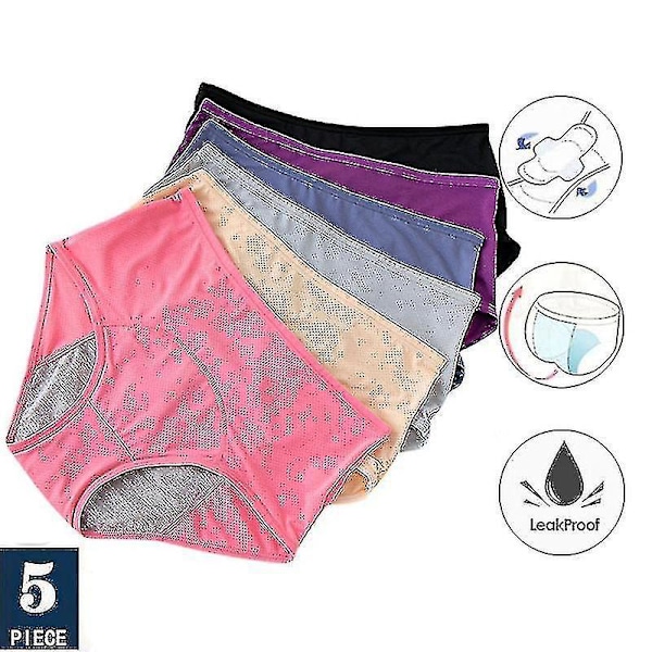Läckagesäkra Menstruationsunderkläder för Kvinnor, Storlek L-7XL, Bomulls Vattentäta Kalsonger