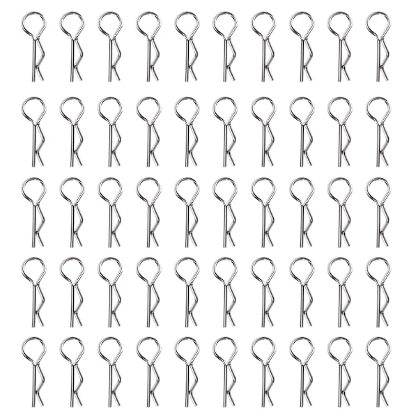 50 stk R-klips R-formede pinner RC-deler Tilbehør Passer til 1/10 HSP RC Bilmodell Sølv
