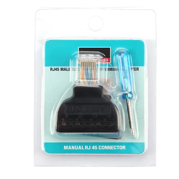 2 stk. RJ45 hanstik til 8-benet AV skrueterminal adapterblok konverterstik CCTV