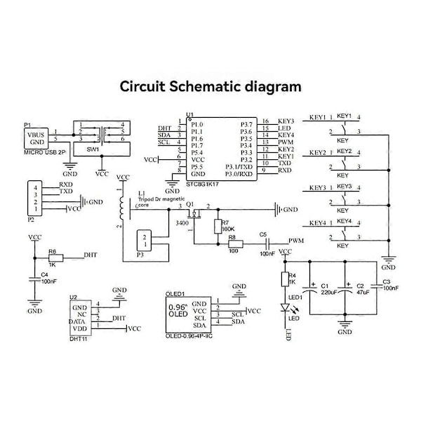 USB Luftfuktare Elektronisk DIY Lödningssats Kretskort OLED-Display