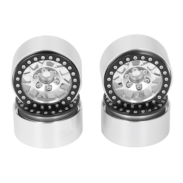 4 stk 1,9 tommers RC Beadlock felger i aluminiumlegering for Axial SCX10 90046 AXI 03007 1/10 RC Crawler Sølv