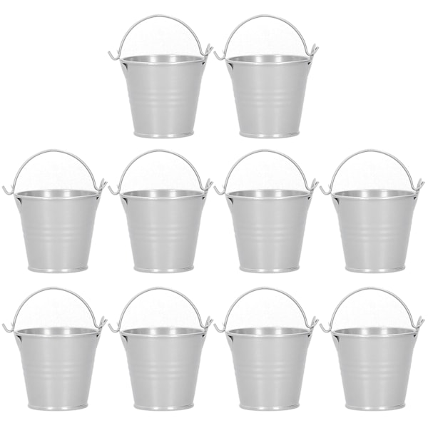 10 kpl Kukkaruukku Mini Mehikasvi Ruukku Pieni Metalliämpäri Sisä- Ja Ulkokoristeluun Hopea 4x5.5x6cm
