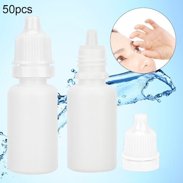 50 st 10ml Plast tomma klämbara flaskor Ögonvätskedroppbehållare DropperVit