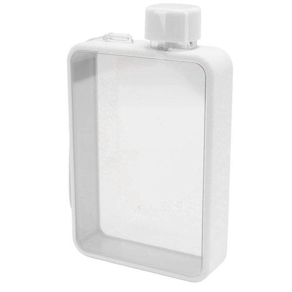 Platt vattenflaska plast läckagesäker transparent fyrkantig bärbar A5 papper vattenflaska 380ml vit