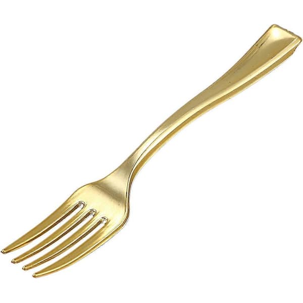 144 guld plastikskeer og 72 mini guld kaffe-/kagegafler