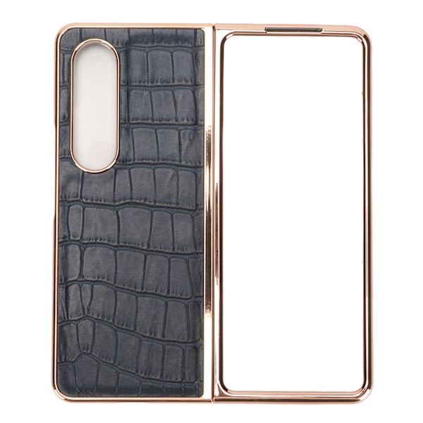 Fodral för Samsung Galaxy Z Fold 4 Nano Plating Krokodilskinnsmönster Äkta läder Repskydd Blå