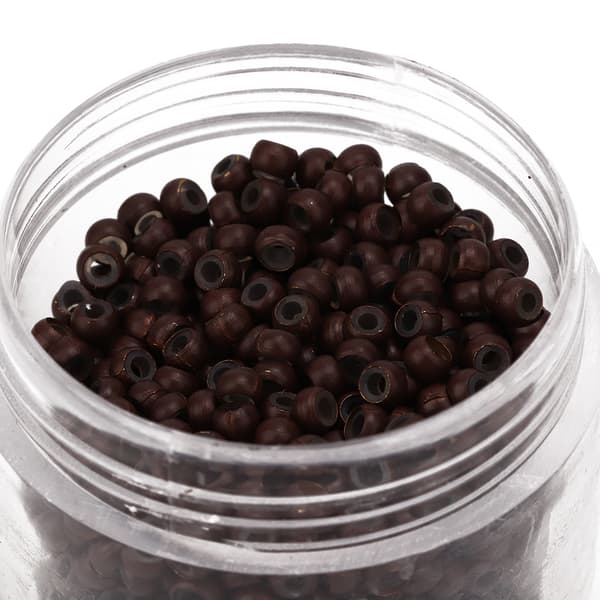 1000 st 3 mm x 2 mm Silikon Micro Links Ringar Pärlor Hårförlängningsverktyg Brun
