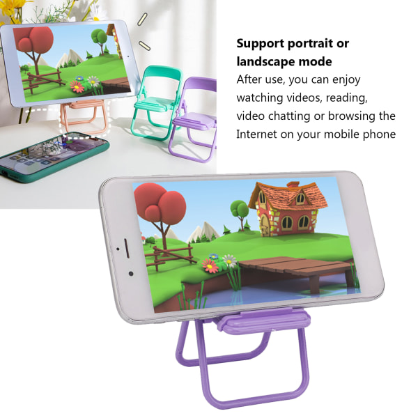 Bærbar TPR-telefonholder - Landskabs- og portrættilstand - Dekorativ mobilholder Purple