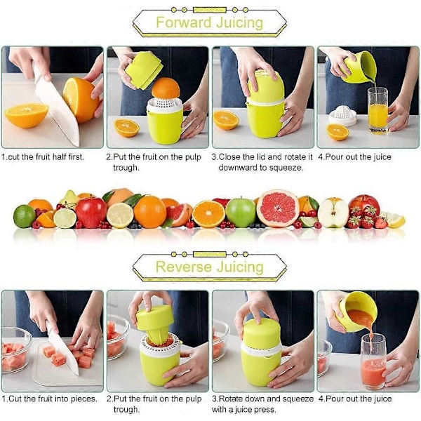 Manuel Citrus Juicer Citronpresser, Manuel Presser med Dobbelt Formål, Citron/Lime/Appelsin/Grapefrugtpresser - Gul