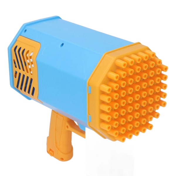 Blå bubbelblåsare med 69 hål, unik design, bärbar, stabil, mycket effektiv bubbelmaskin för pojkar och flickor