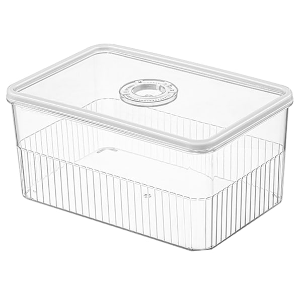 Refrigerator Storage Box with Lids Plastic Transparent Sealed Fridge Food Storage Containers for Fruits Vegetables L