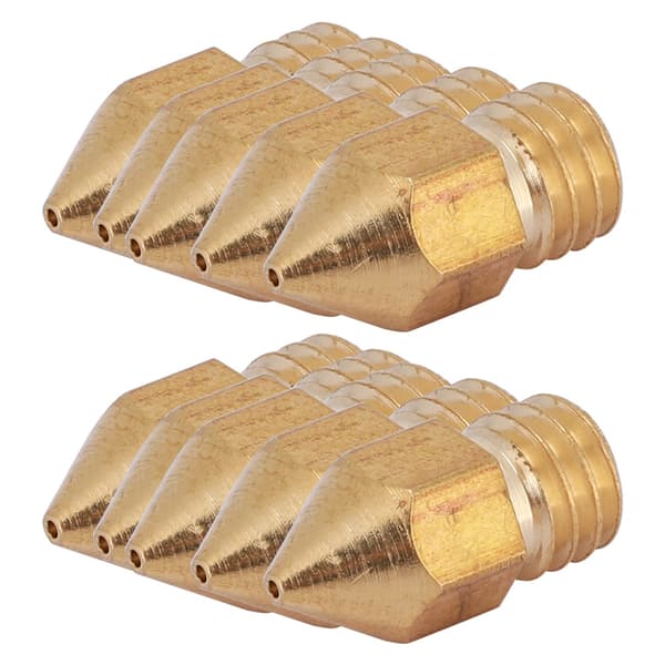 10 stk. MK8 ekstruderdyser for 3D-printer 1,75 mm/0,6 mm messing
