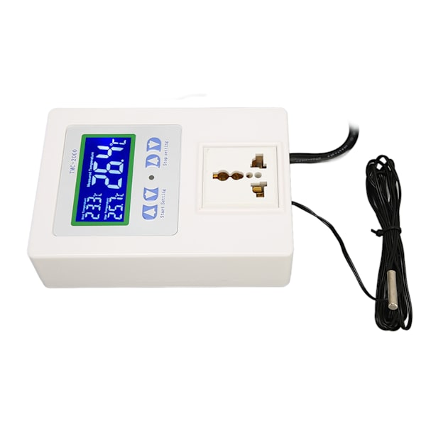 Digital temperaturregulator LCD-skjerm oppvarming kjøling termostatregulator for reptil akvarium 110‑240V EU-plugg