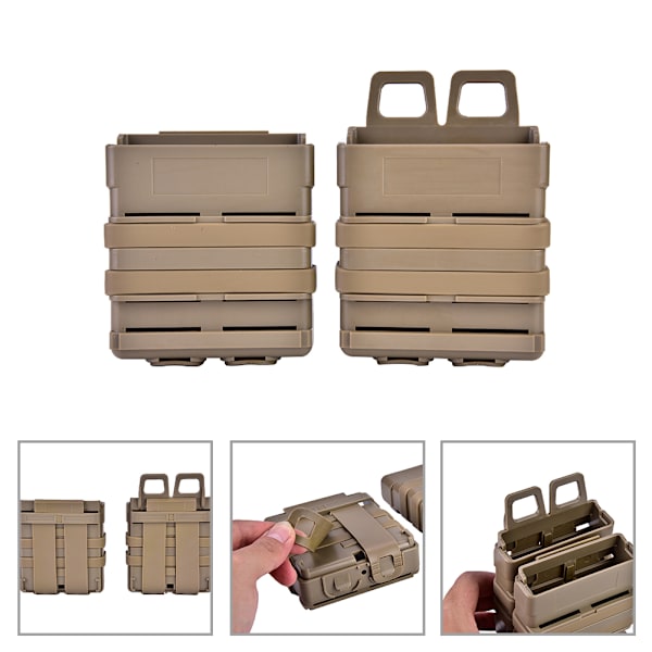 Plastmagasinfodral Set Holster för Molle System Väst Utomhus Jakt Camping (Tan)