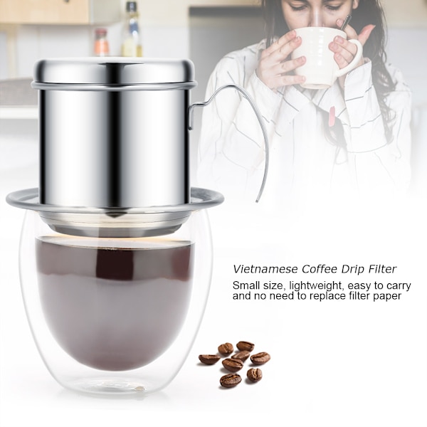 Rostfritt stål kopp vietnamesiskt kaffedropp Filter Maker Infuser Home Sliver