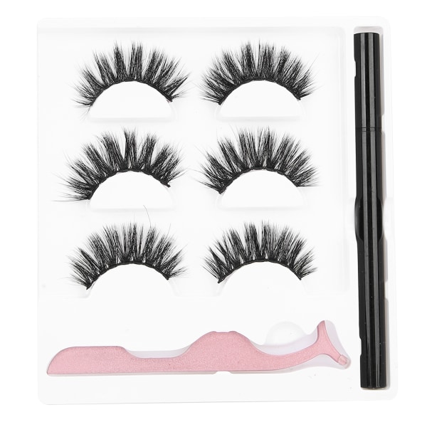 3 par lösögonfransar flytande eyeliner set Vattenfast ögonmakeup-verktyg3D-03