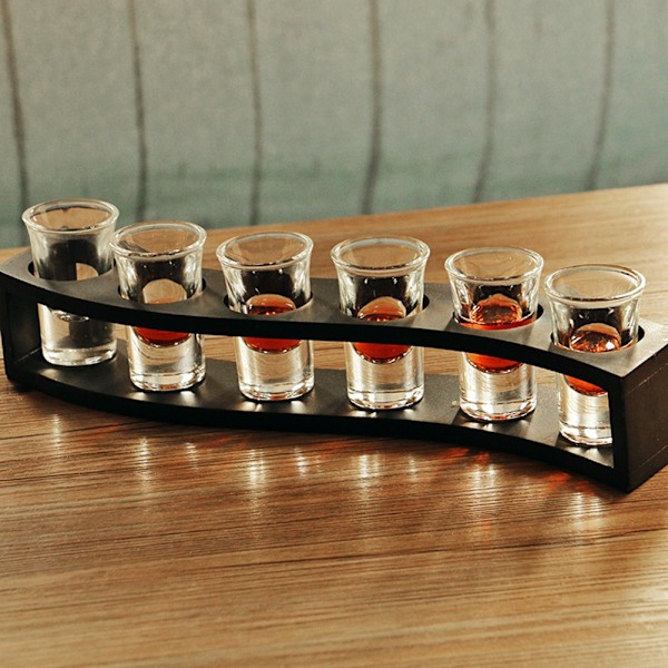 Desktop Bambus 6 Flasker Vinglas Stativ Glas Holder Display Hylde Organizer