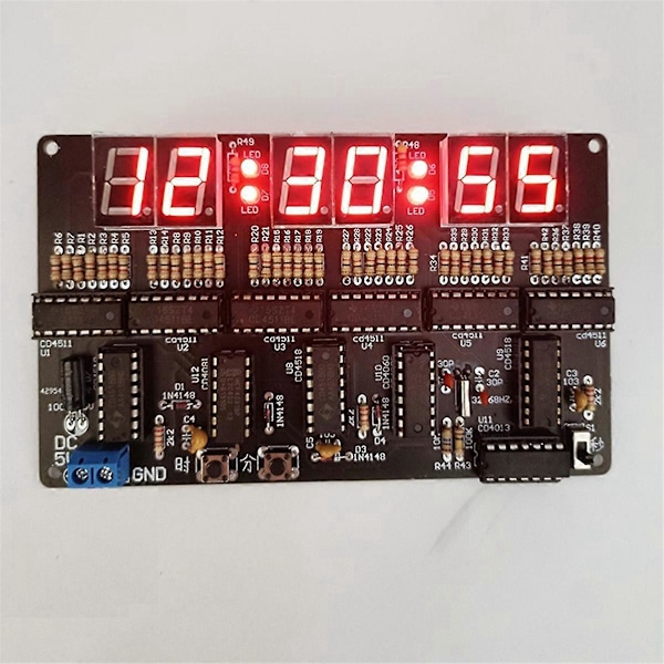 DC4.5V-5.5V 6-Bit Digital Krets Klokke Kit Elektronisk Klokke Undervisning