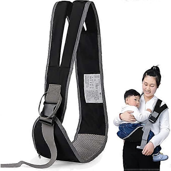 Reflekterende designer bæresele til baby (sort), bærbar ergonomisk bæresele, justerbar og komfortabel skulderstrop, blød og skridsikker bæresele til baby