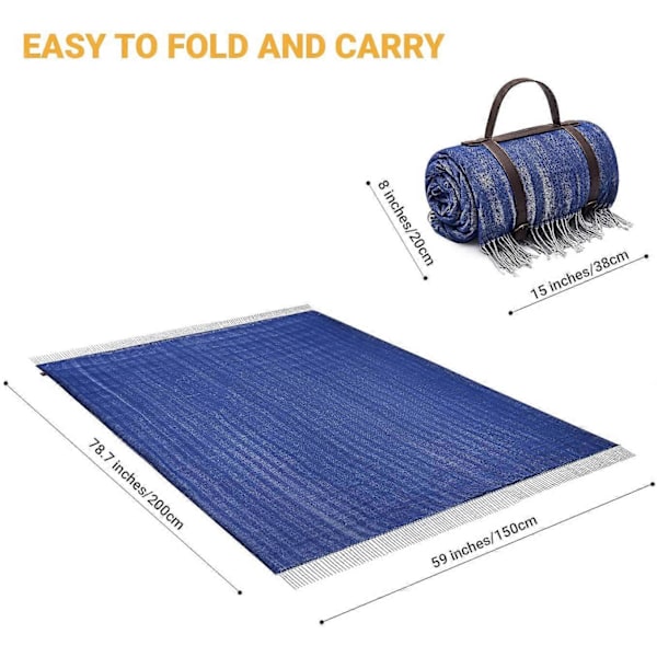 Picnic Tæppe Strandmåtte Kast Tæppe Faux Uld Pompom Kvast Stilfuld Multifunktionel Foldbar Letvægts 150x200cm