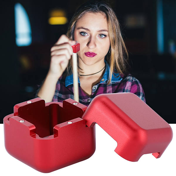Bærbar mini-køspids kridtholder i aluminium Billiardpoolkridt Bæretaske (rød)