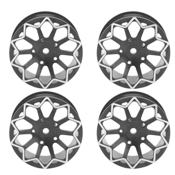 4 st RC-hjulfälgar i CNC-bearbetad aluminiumlegering, 52 mm diameter, navdiameter för 1/10-driftbilar på väg, svart
