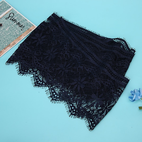 14,5 cm polyester silke kläder broderi spets DIY klänning hantverk tyg kläder dekoration marinblå
