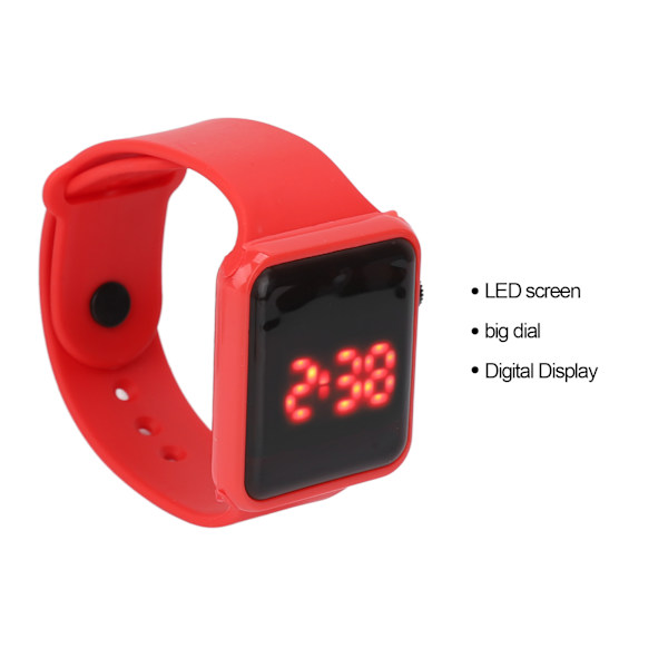 Watch LED-näyttö Neliön muotoinen taustavalo Design Digitaalinen watch vapaa-ajan aktiviteetteihin Punainen Red